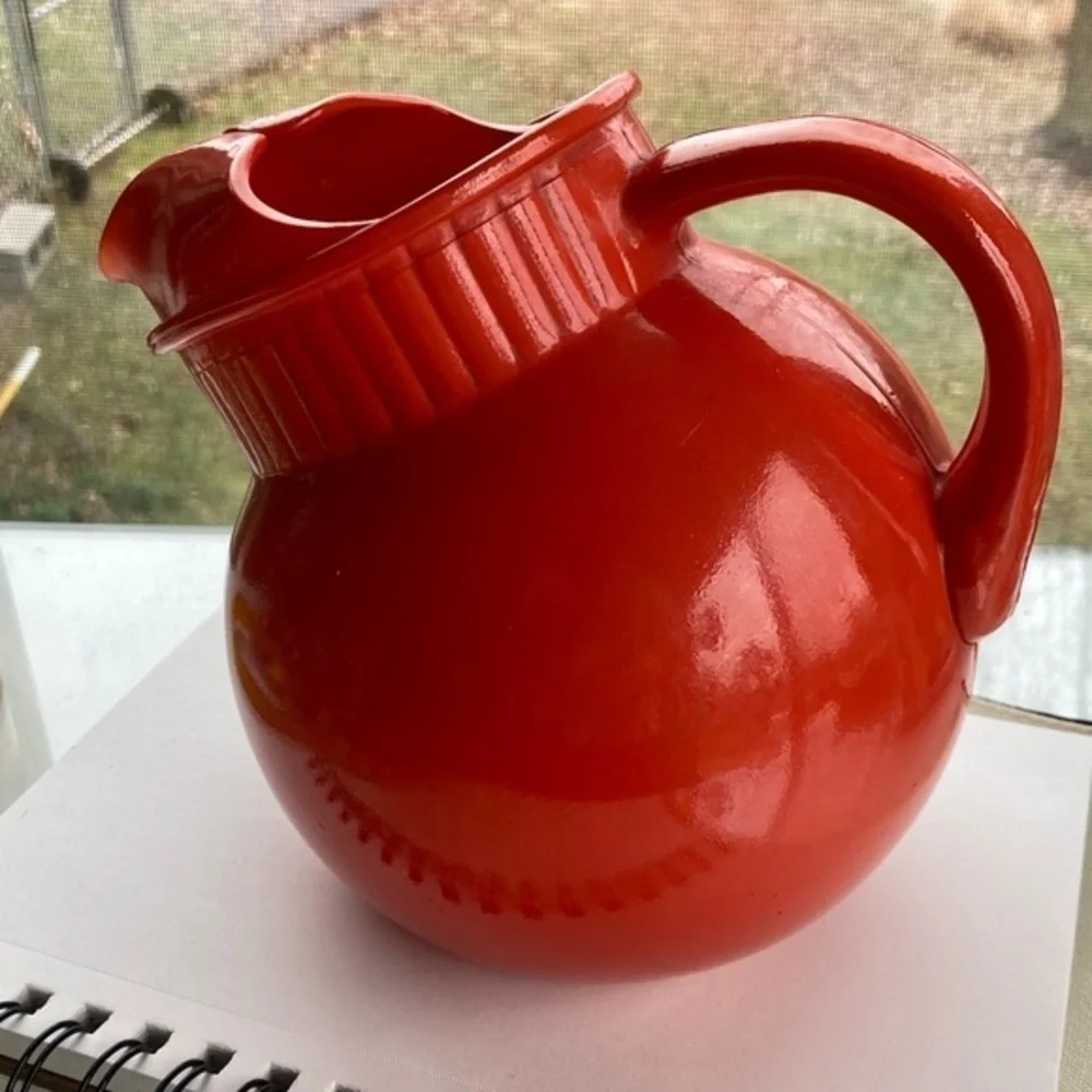 Cool Orange Glass Pitcher Vase Planter Storage MCM CottageCore - Picture 6 of 13